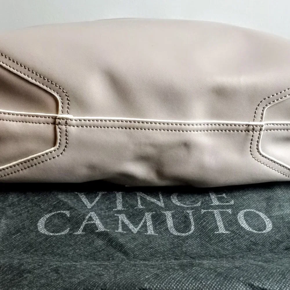 Vince Camuto Taupe Leather Bucket Bag